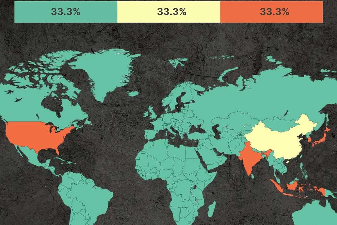 This map shows a fascinating way to visualize global car production- divided into three equal pa