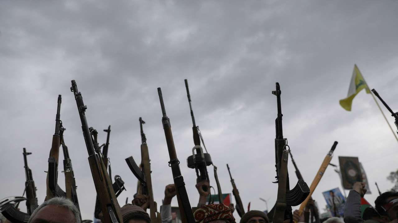 Protesters, mainly Houthi supporters, rally to show solidarity with Palestinians in the Gaza Strip, in Sanaa
