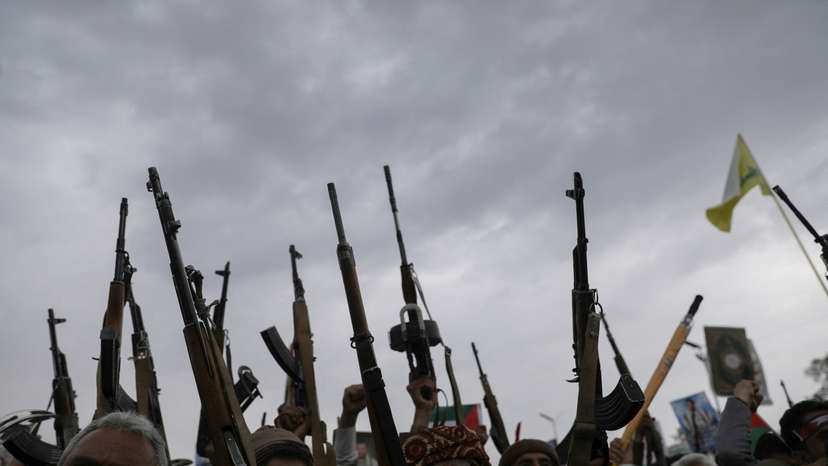 Protesters, mainly Houthi supporters, rally to show solidarity with Palestinians in the Gaza Strip, in Sanaa