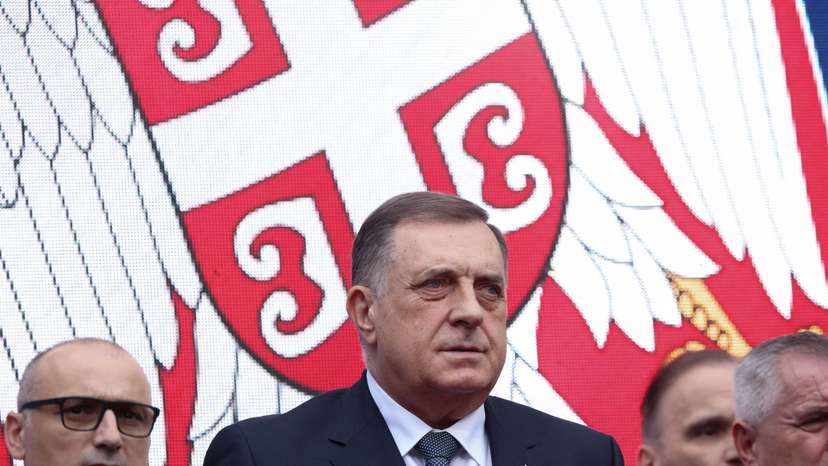 President of Republika Srpska Dodik addresses supporters in Banja Luka
