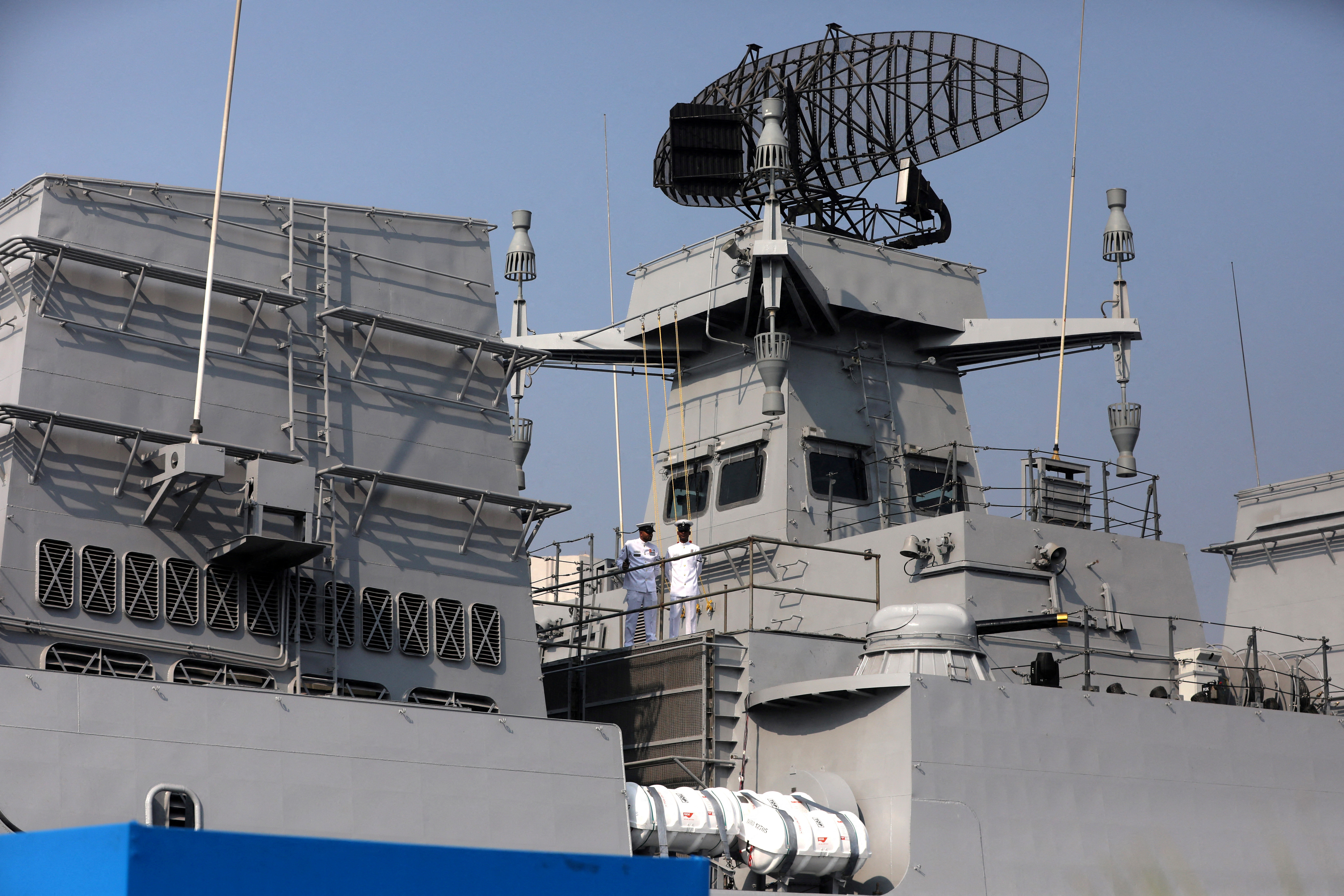 FILE PHOTO: Commissioning ceremony of INS Mormugao, a stealth guided-missile destroyer ship, in Mumbai
