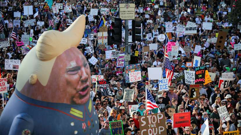 Anti-Trump 'Hands Off!' protest, in Los Angeles