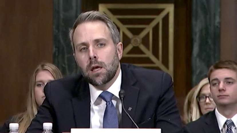 Alaska lawyer Joshua Kindred speaks during a judicial nomination hearing at the U.S. Senate Committee on the Judiciary in 2019