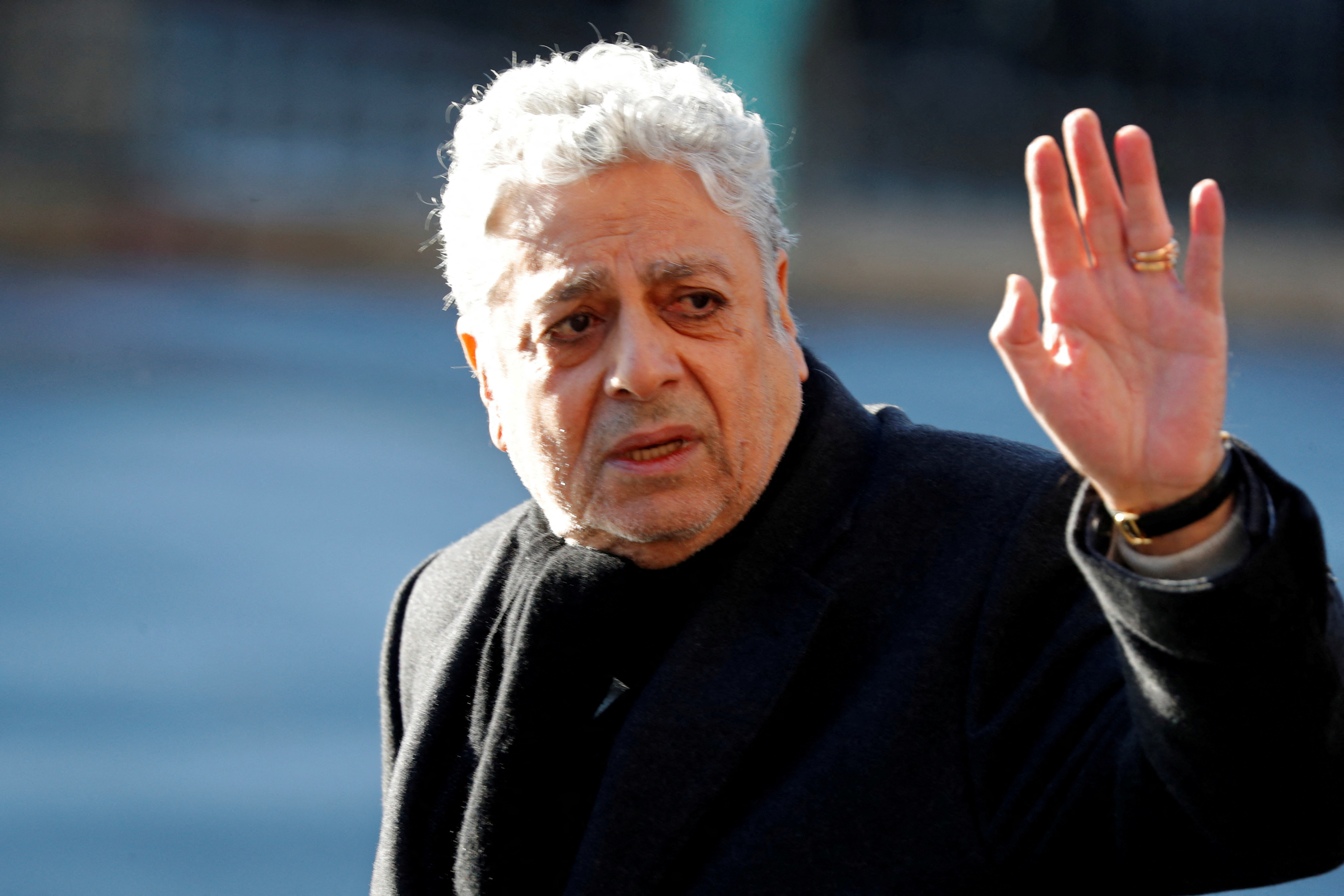 FILE PHOTO: Singer Enrico Macias arrives at the Madeleine Church to attend a ceremony during a 'popular tribute' to late French singer and actor Johnny Hallyday in Paris
