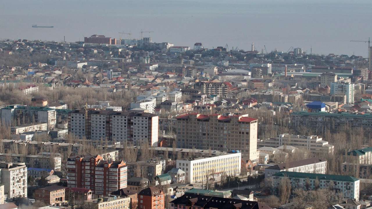 FILE PHOTO: Aerial view of Dagestan capital of Makhachkala