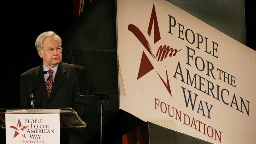 FILE PHOTO: Journalist Bill Moyers speaks at Spirit of Liberty dinner in Beverly Hills.