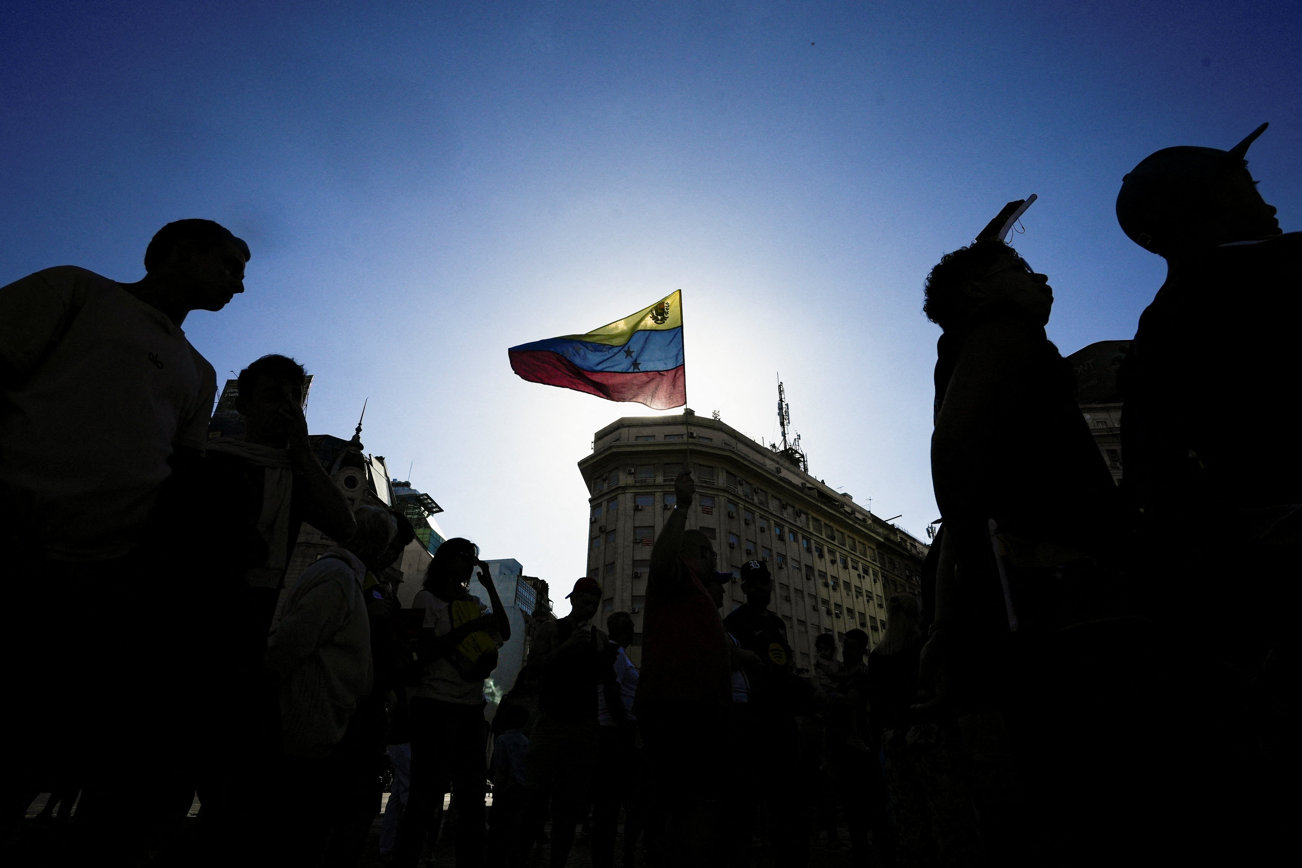 Demonstration for a democratic transition in Venezuela following U.S. strikes on the country, in Buenos Aires