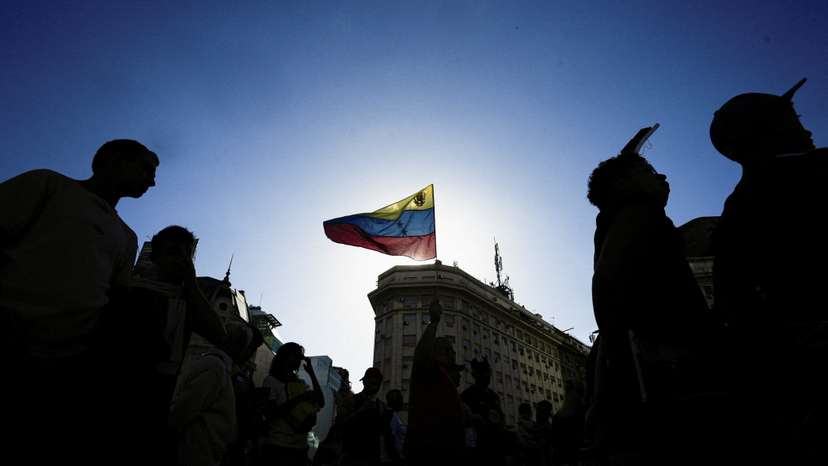 Demonstration for a democratic transition in Venezuela following U.S. strikes on the country, in Buenos Aires