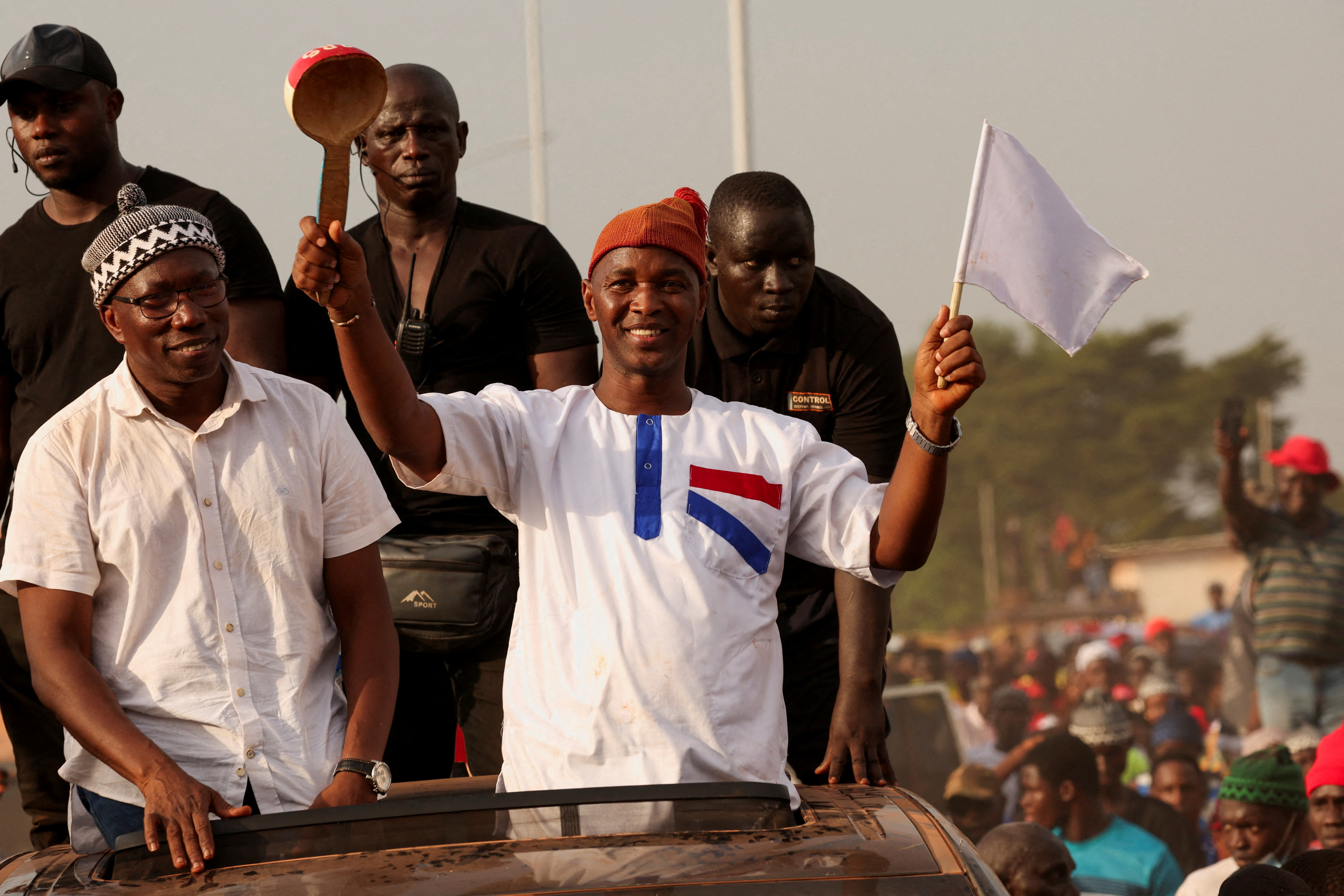 FILE PHOTO: Guinea-Bissau’s main opposition leader Fernando Dias gestures during his final campaign rally in Bissau