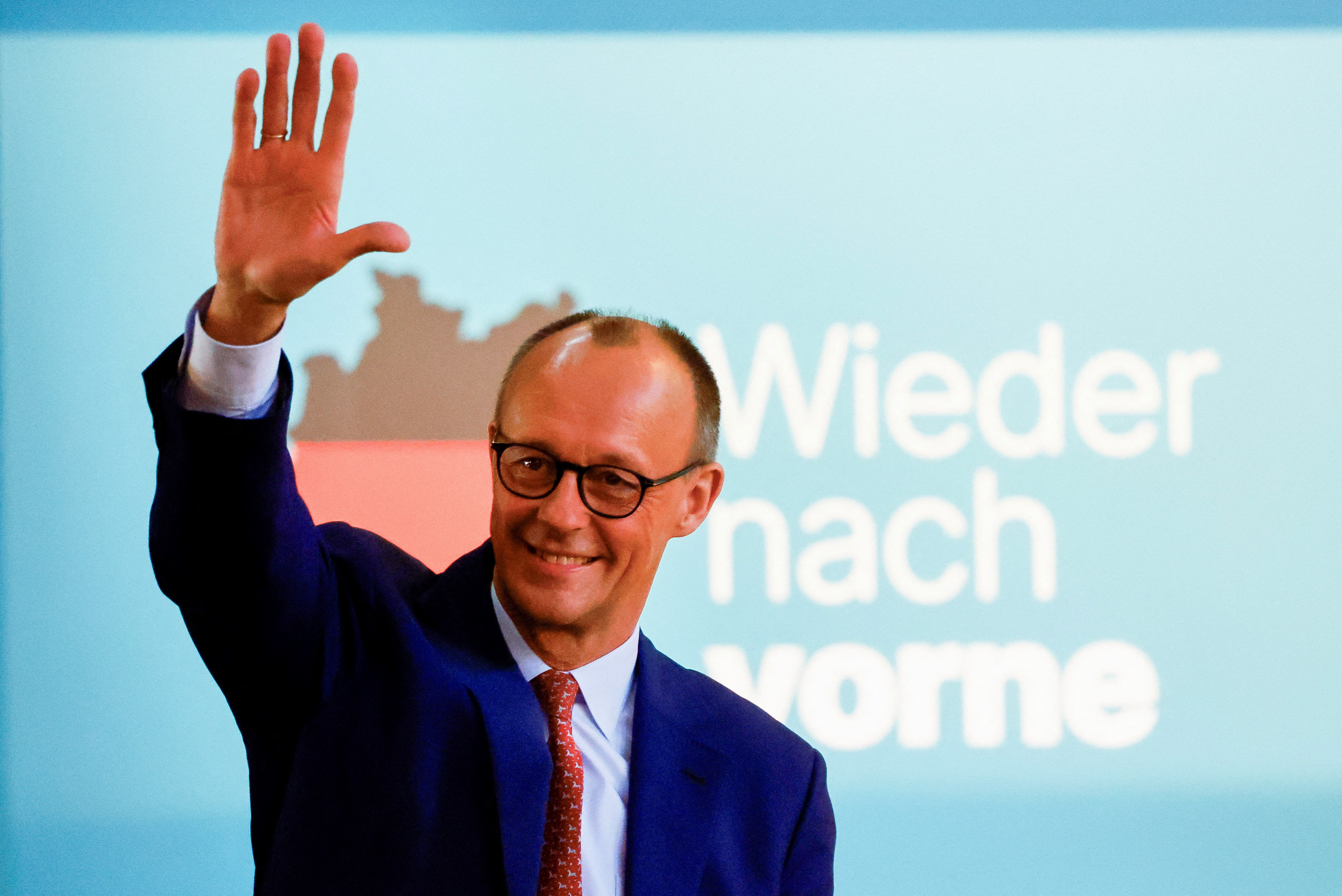 German conservative candidate for chancellor Merz and Markus Soeder campaign in Brilon