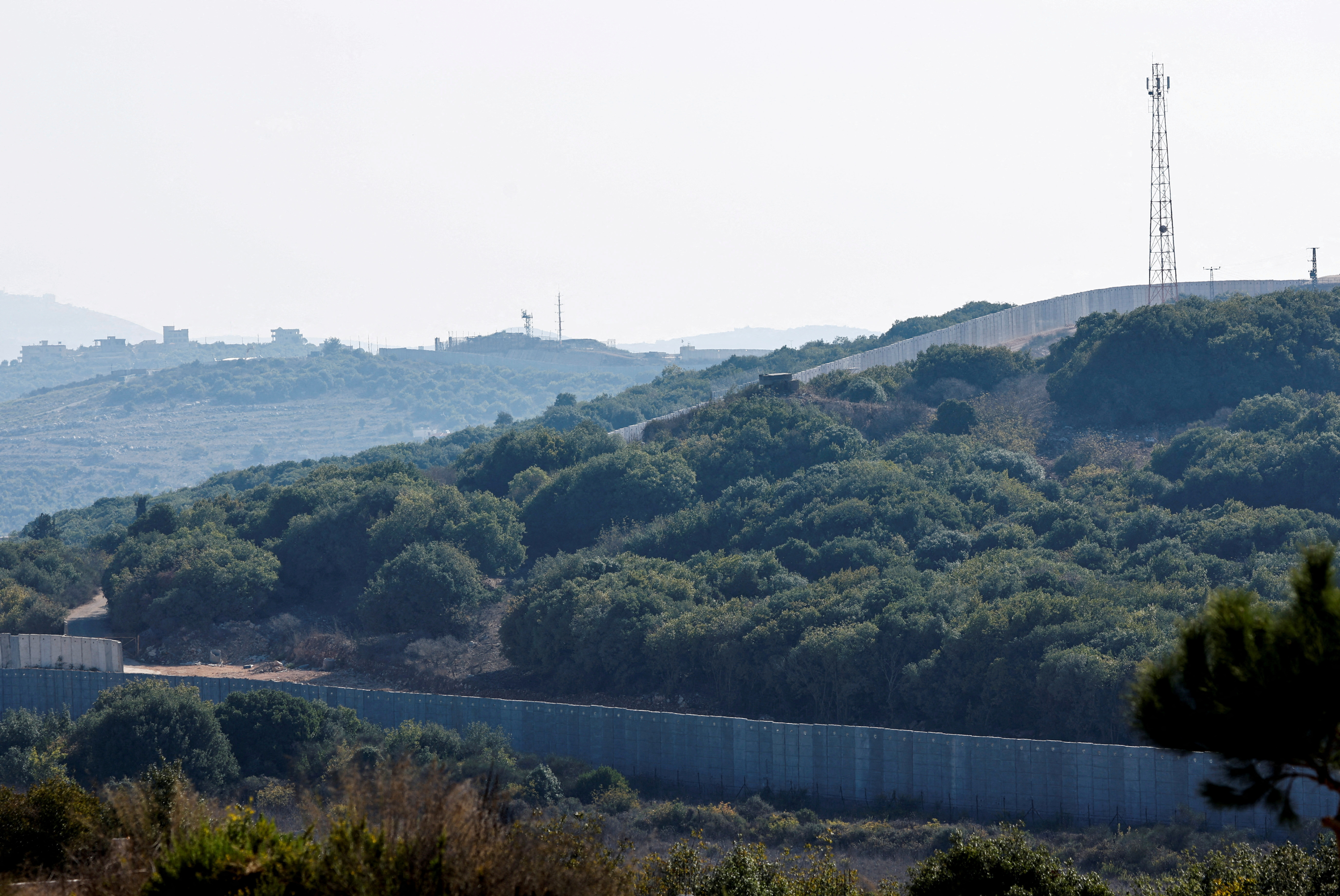FILE PHOTO: Border wall is pictured in the town of Marwahin