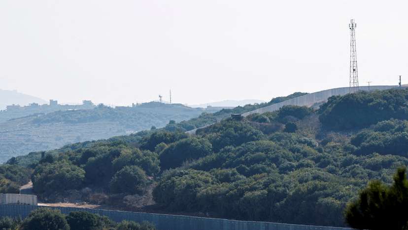 FILE PHOTO: Border wall is pictured in the town of Marwahin