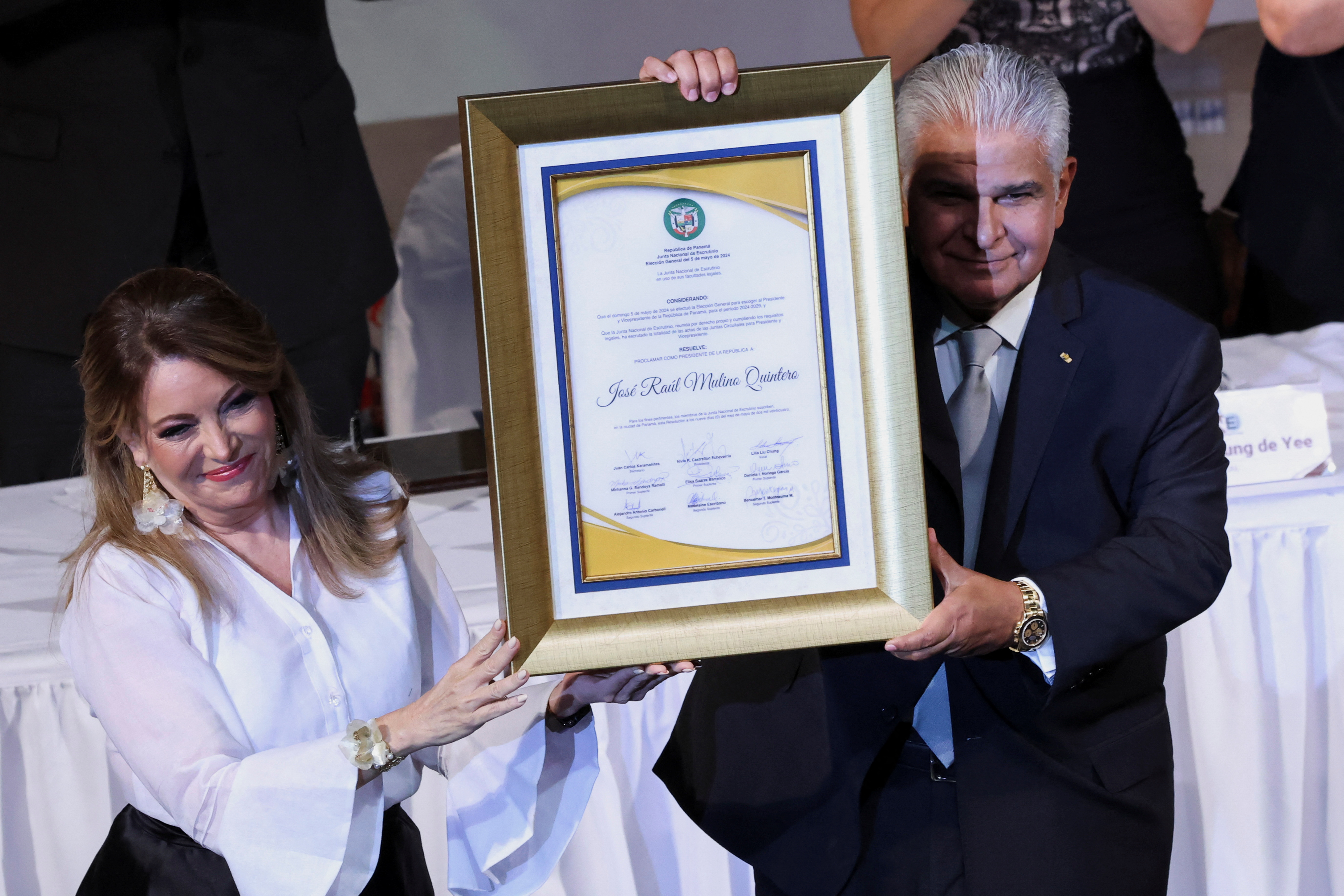 Panama's President-elect Jose Raul Mulino receives certificate from electoral authority, in Panama City