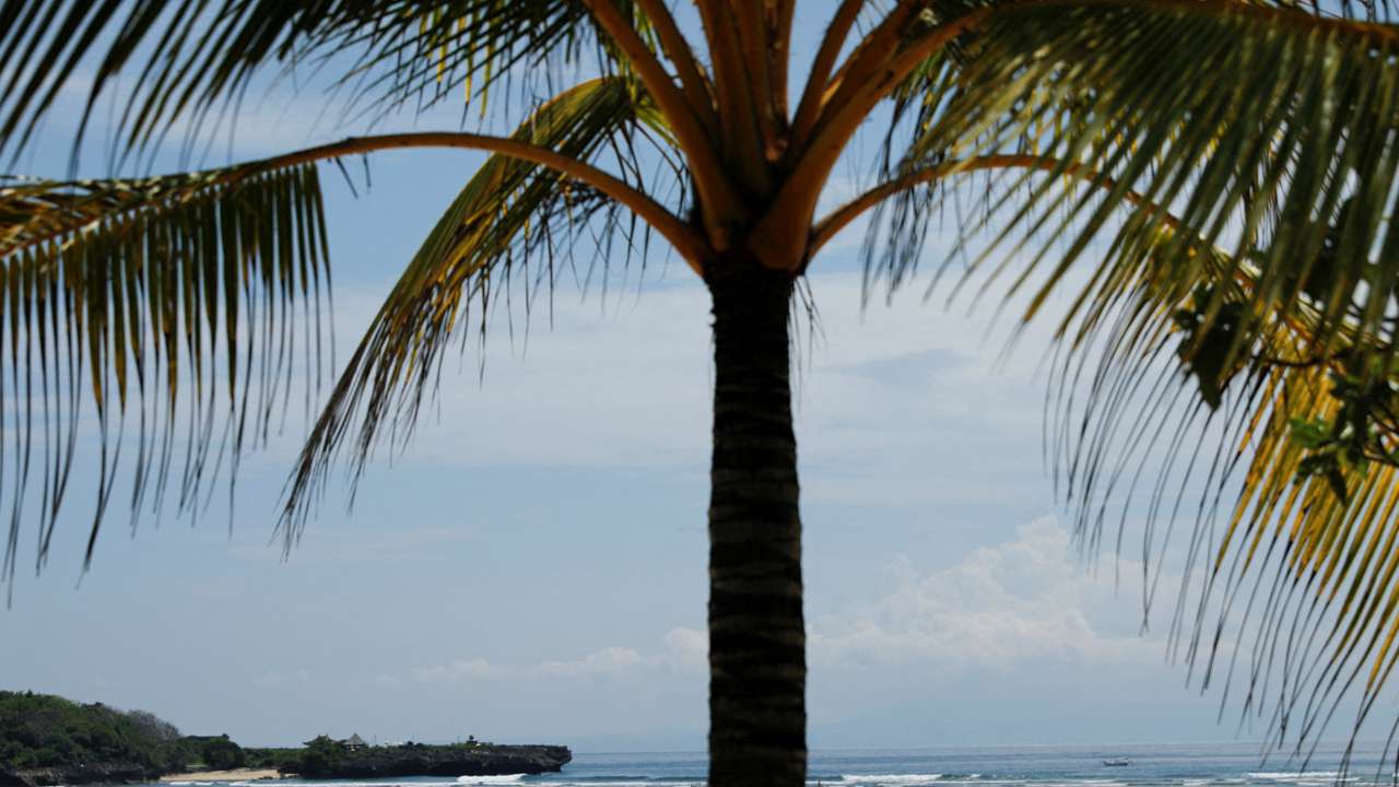 FILE PHOTO: Tourists enjoy the beach in Nusa Dua, Bali