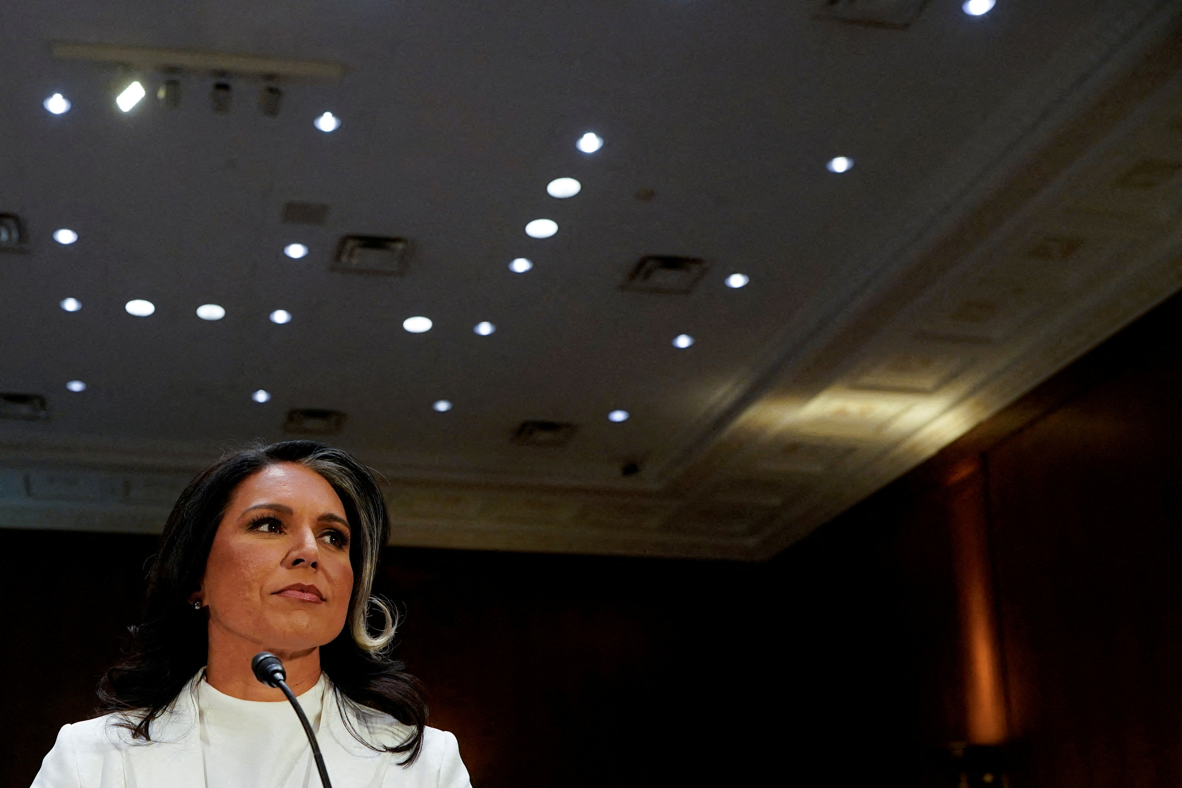 FILE PHOTO: Tulsi Gabbard, testifies before a Senate Intelligence Committee confirmation hearing, in Washington