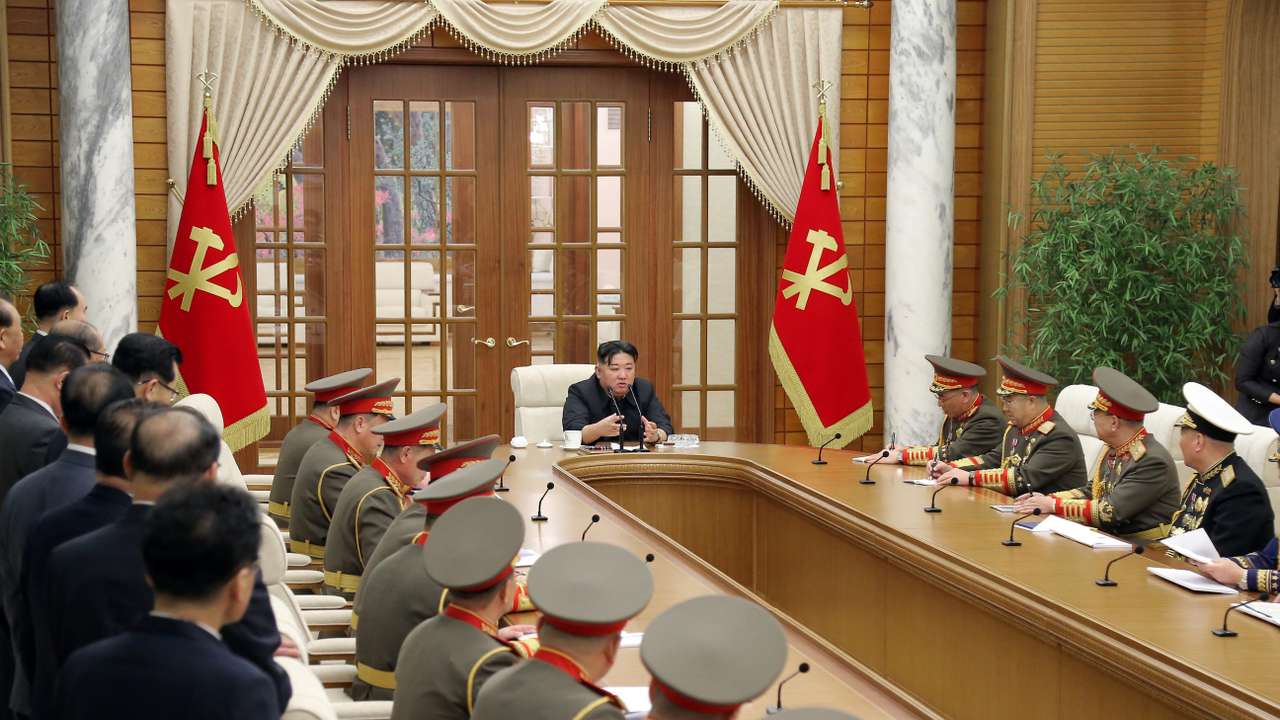 North Korean leader Kim Jong Un meets with commanders of the Korean People's Army