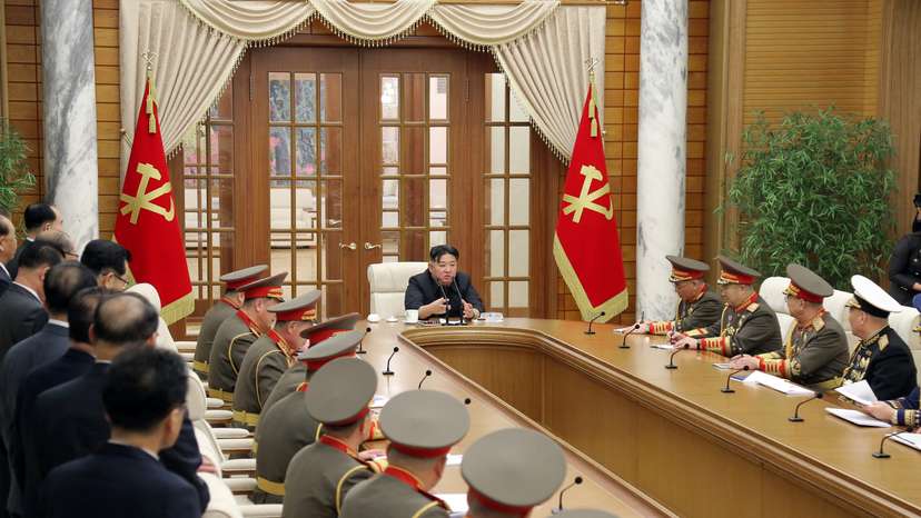 North Korean leader Kim Jong Un meets with commanders of the Korean People's Army