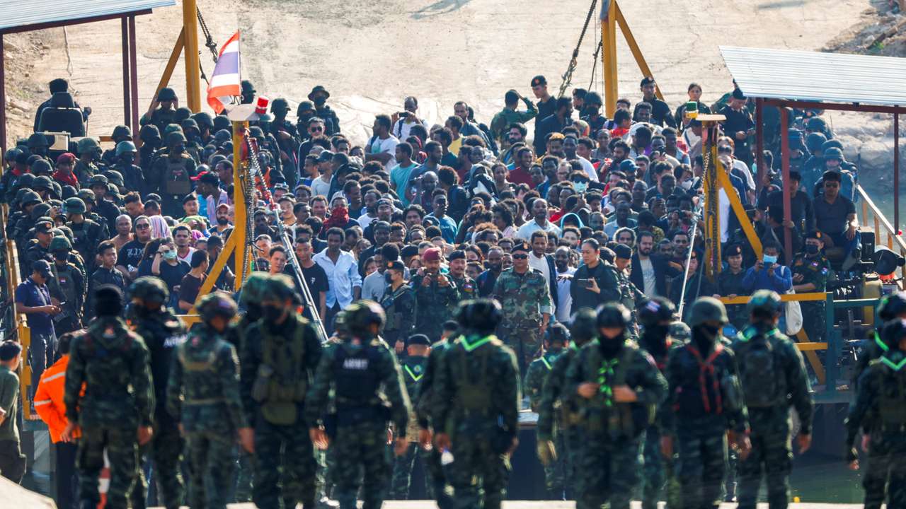 Trafficked scam center victims in Myanmar are sent to Thailand, in Tak