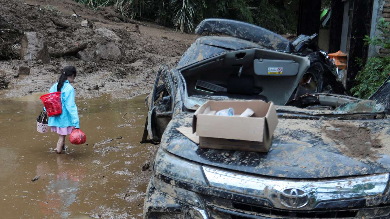 Landslide caused by heavy rain at Semangat Gunung Village in Karo, North Sumatra province