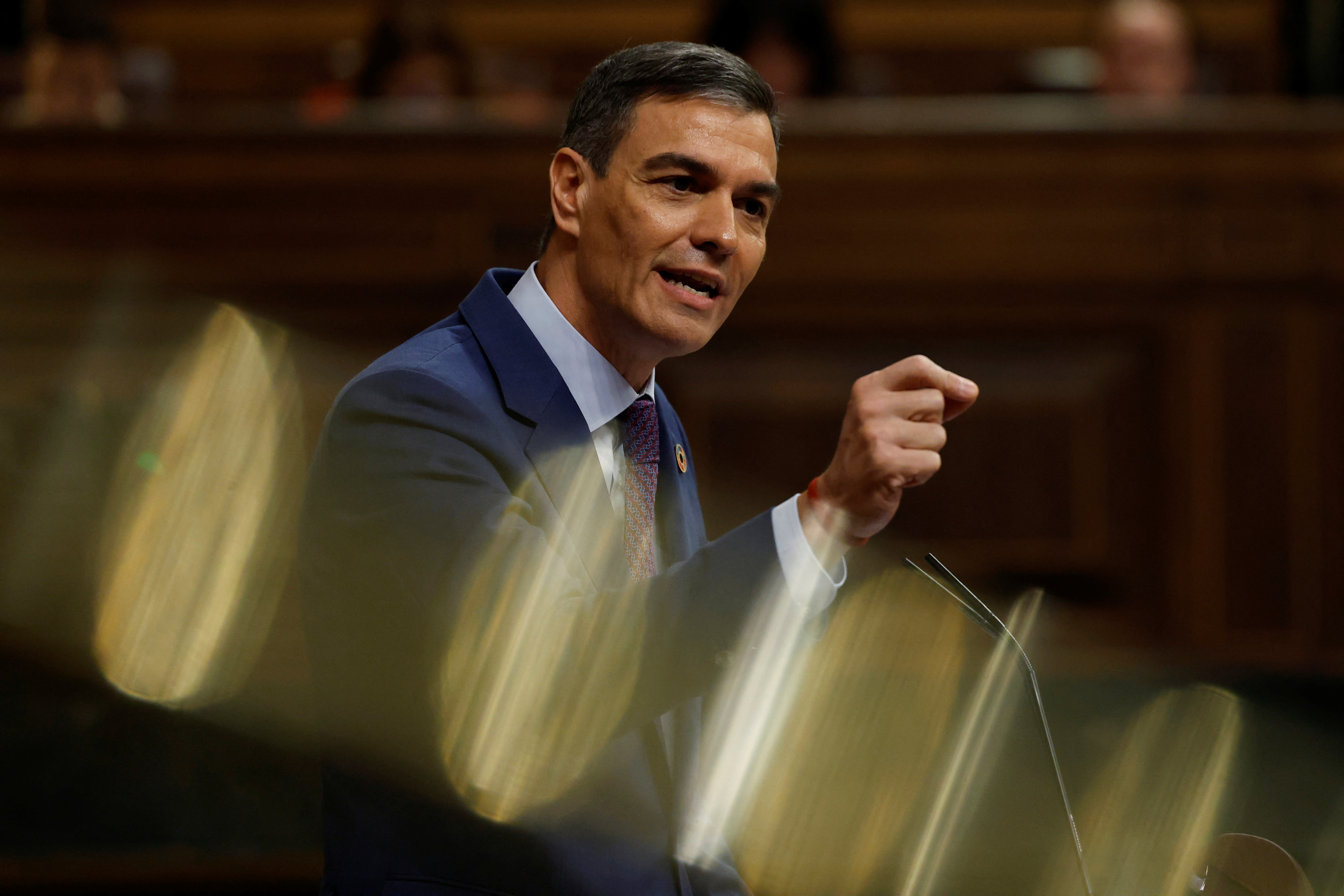 Spanish PM Sanchez speaks about government action during the floods in eastern Spain, at Parliament in Madrid