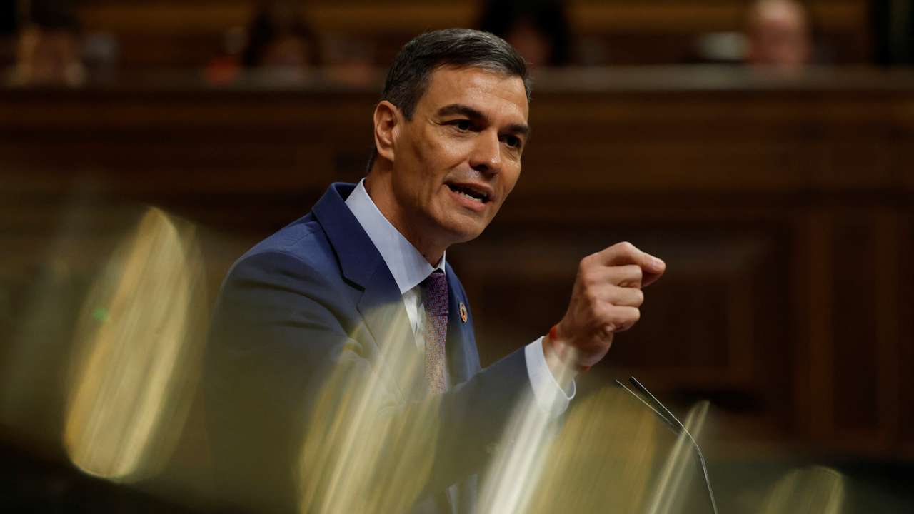 Spanish PM Sanchez speaks about government action during the floods in eastern Spain, at Parliament in Madrid