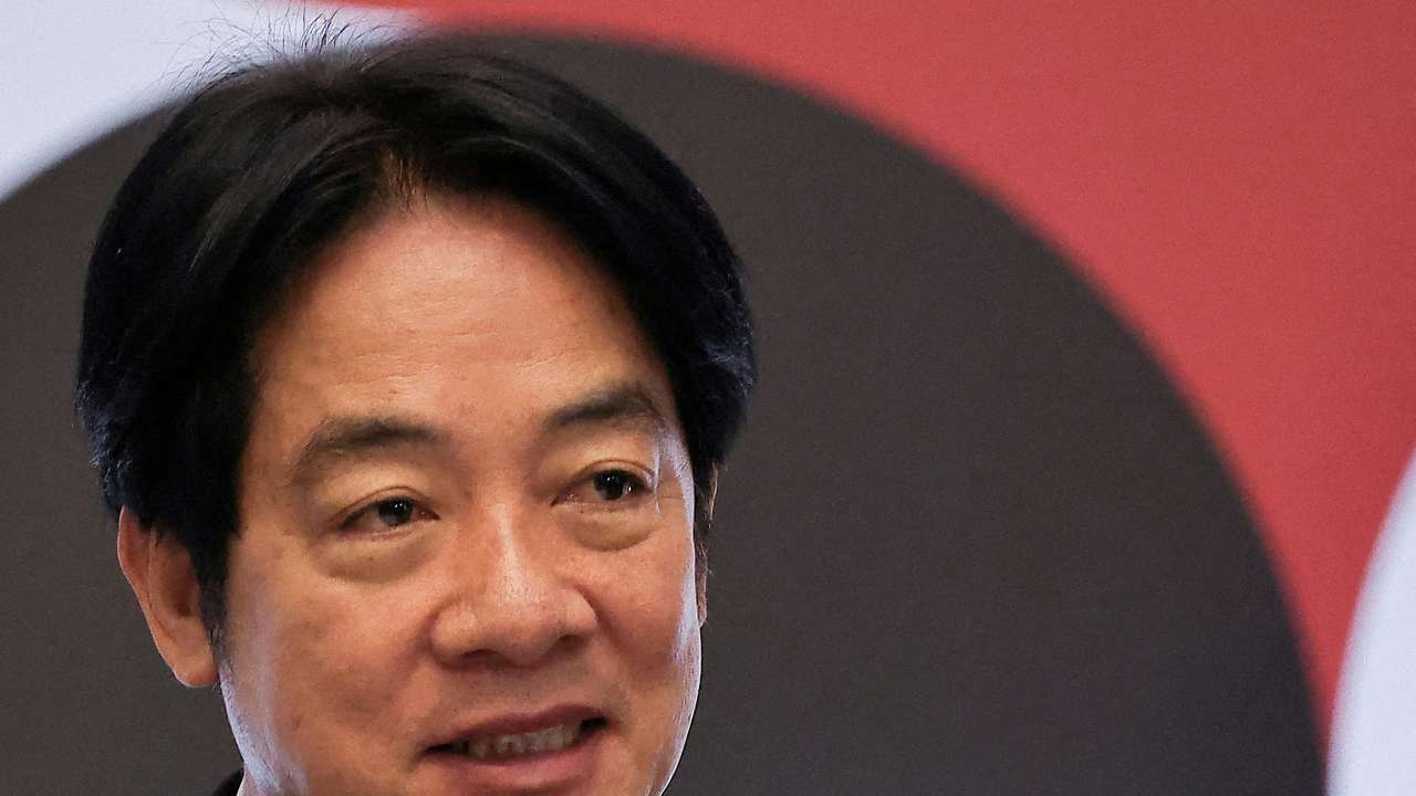 FILE PHOTO: Taiwan's President Lai Ching-te speaks at the Asia Democracy and Human Rights Award in Taipei