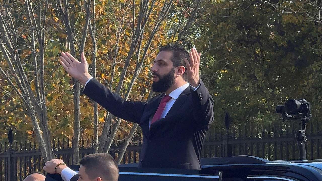 U.S. President Donald Trump meets with Syria's President Ahmed al-Sharaa at the White House in Washington