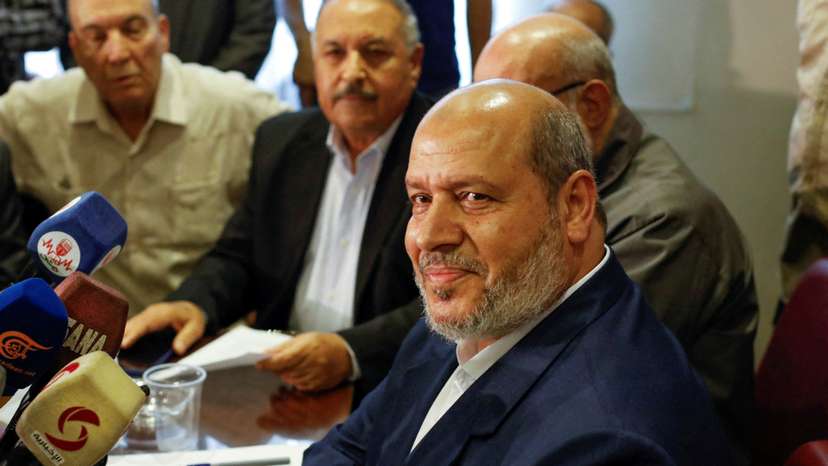 FILE PHOTO: Hamas politburo member Khalil al-Hayya attends a news conference in Damascus