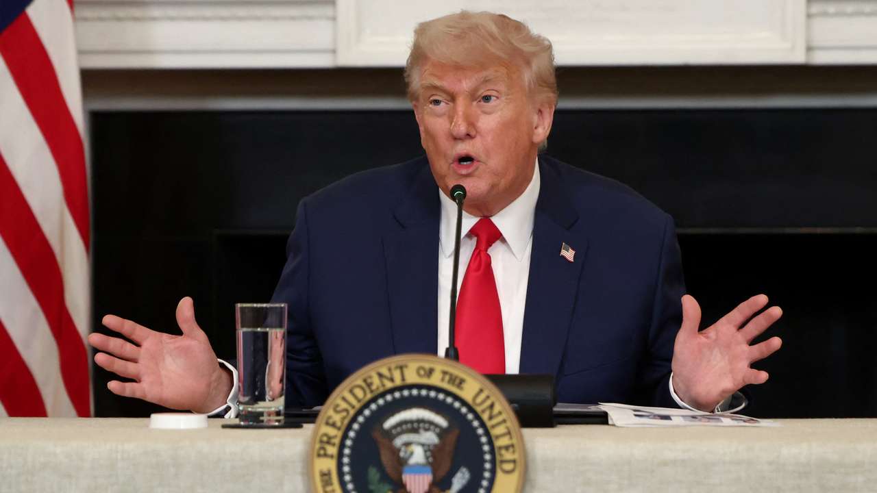 U.S. President Donald Trump participates in an Invest America Roundtable, at the White House, in Washington