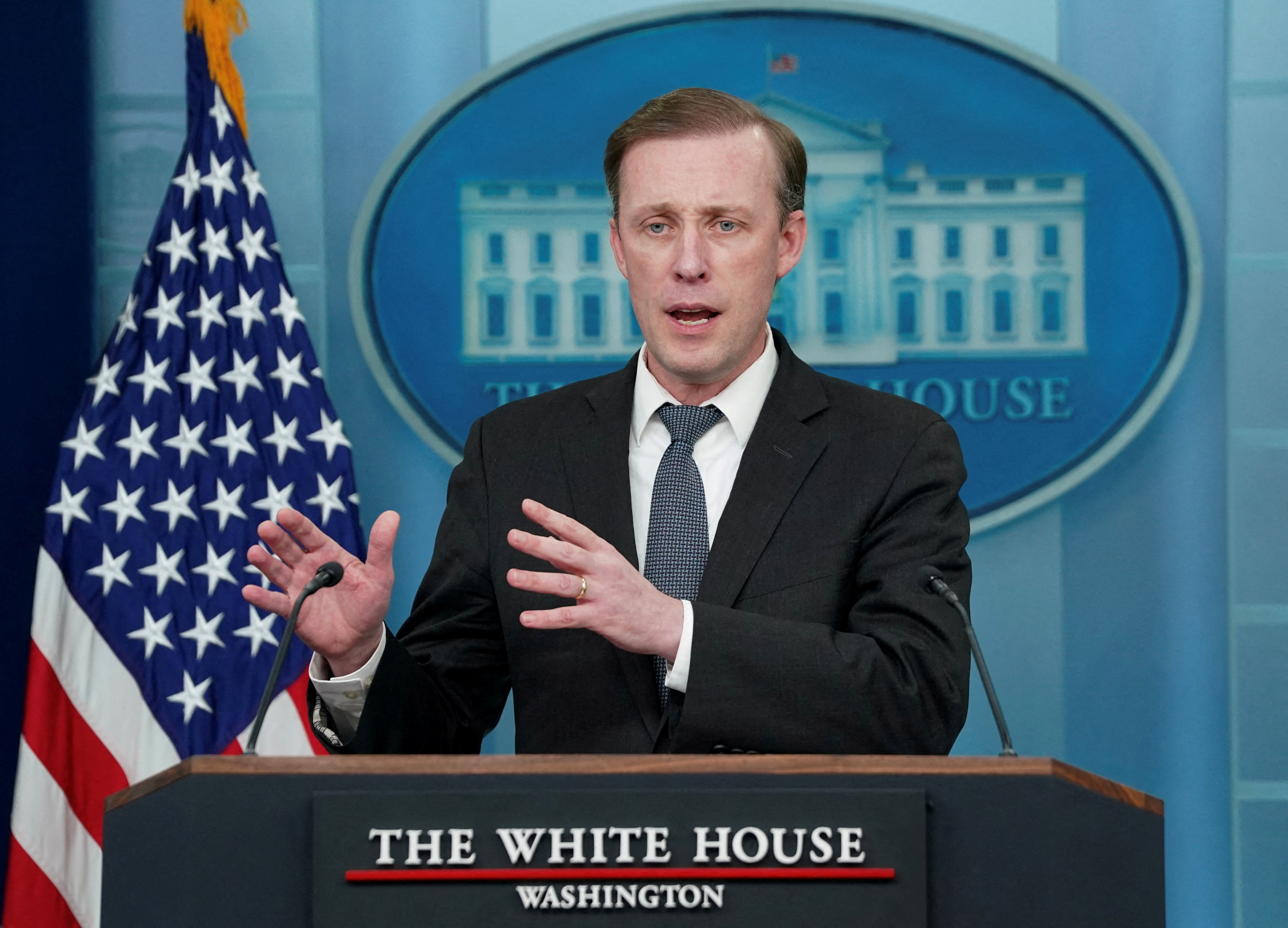 FILE PHOTO: Sullivan speaks at a press briefing at the White House in Washington