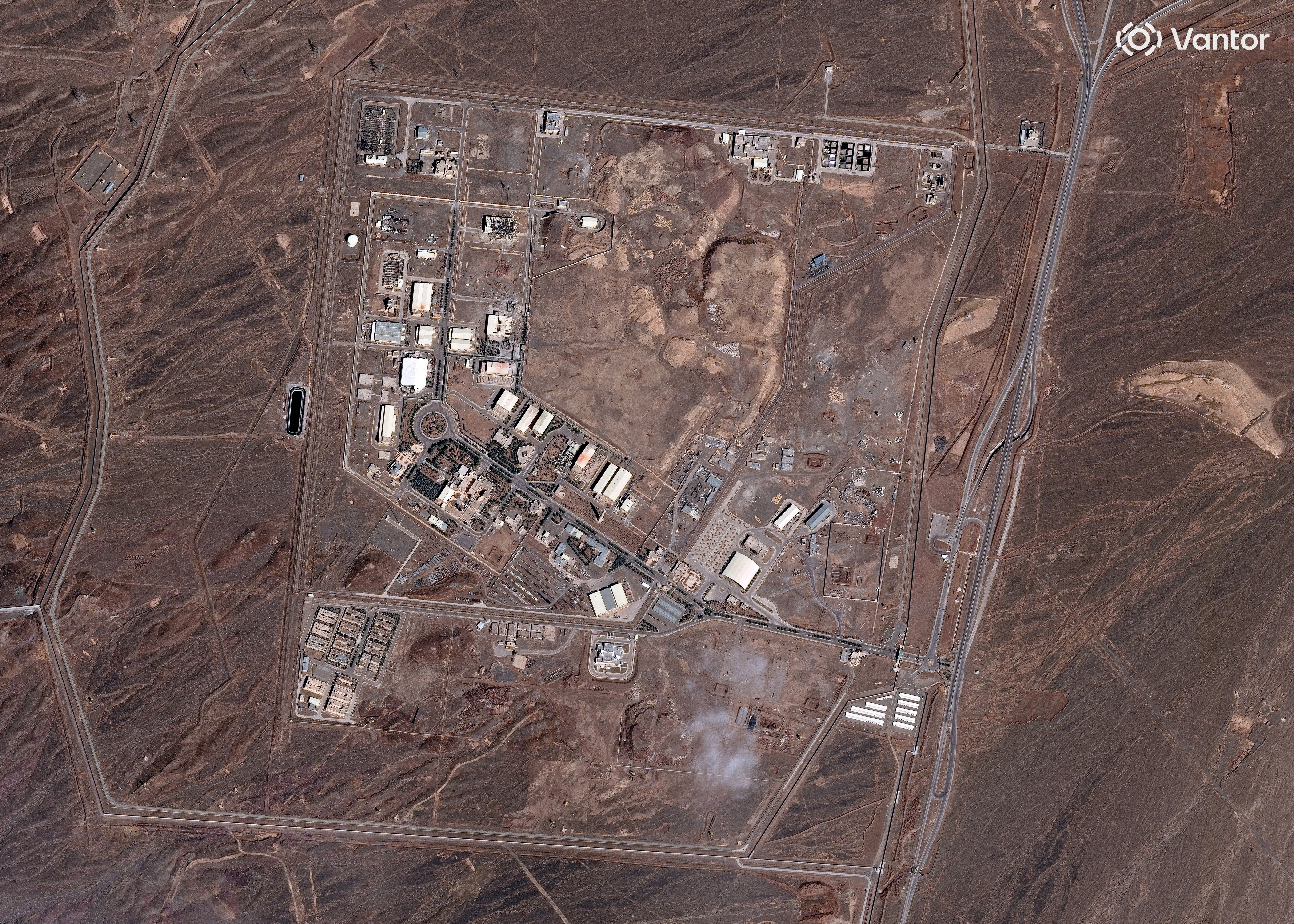 Satellite image shows an overview of the Natanz Nuclear Facility with new building damage
