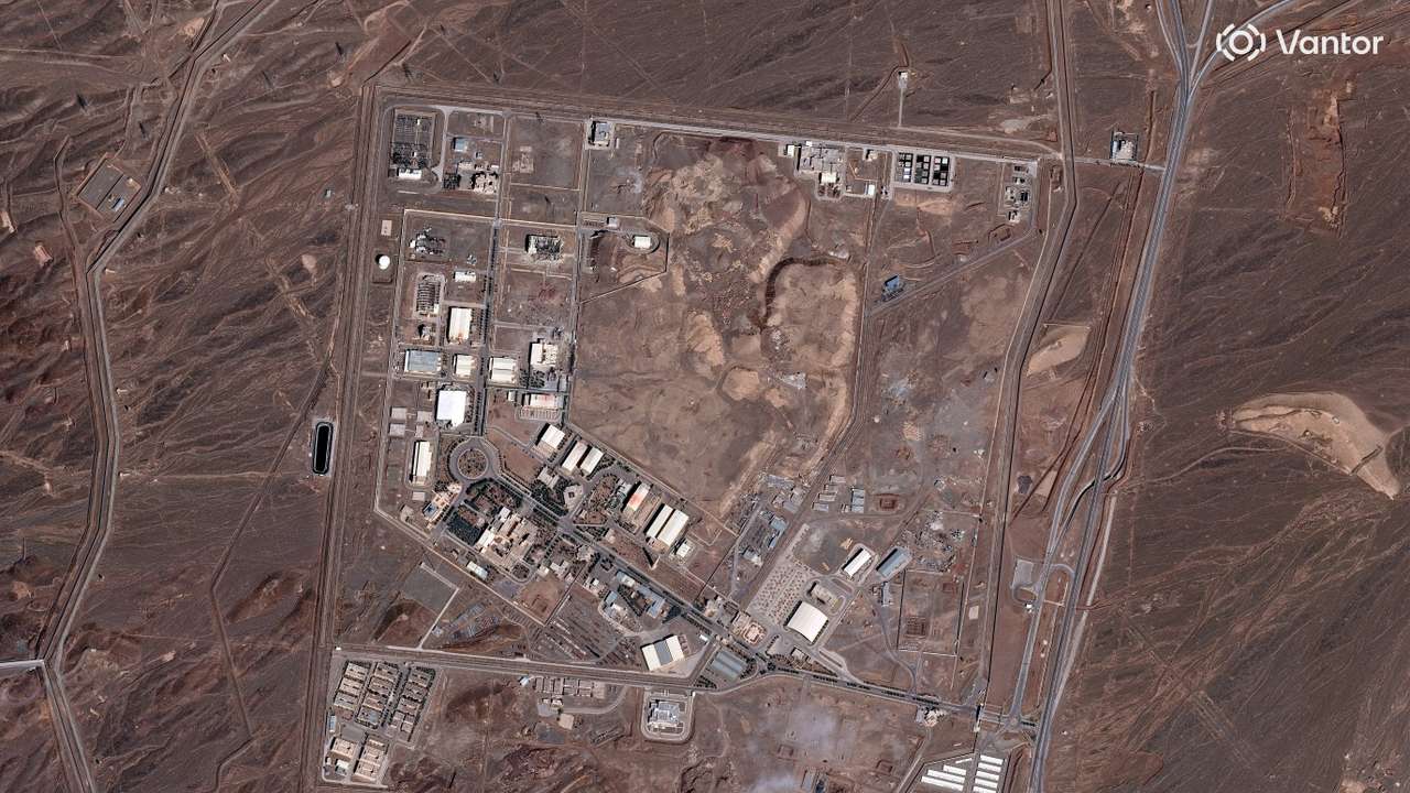 Satellite image shows an overview of the Natanz Nuclear Facility with new building damage