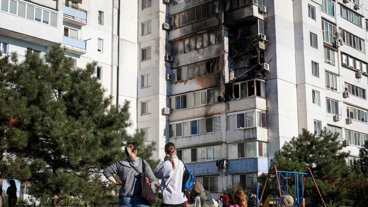 Aftermath of a Russian drone attack in the city of Chornomorsk
