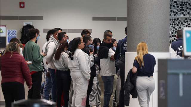 Colombians deported from the United States arrive at El Dorado International Airport in Bogota