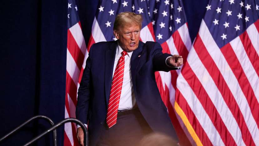 FILE PHOTO: Former U.S. President Trump hosts a campaign rally, in Rome, Georgia