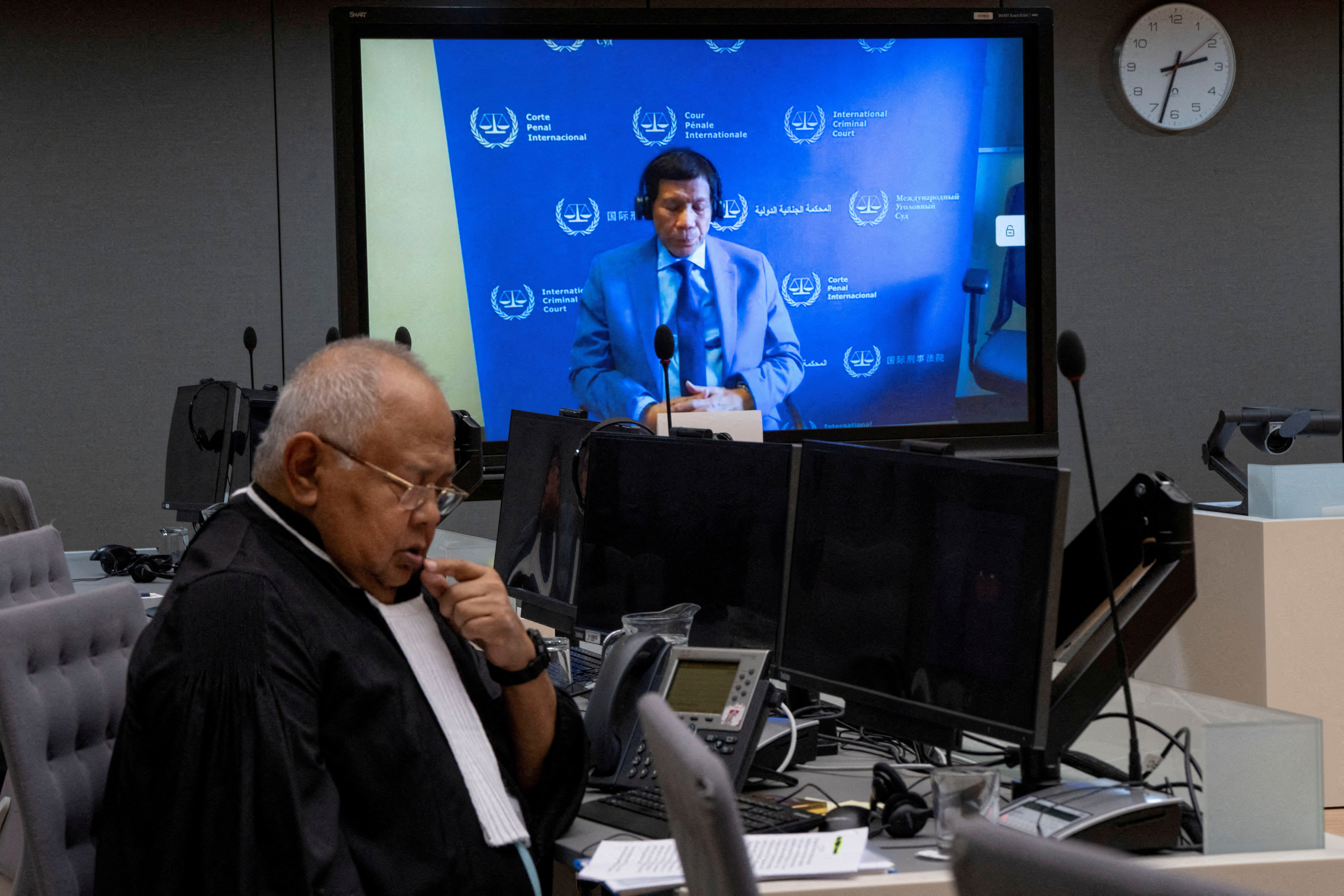 FILE PHOTO: Former Philippine President Duterte makes his first appearance at the International Criminal Court