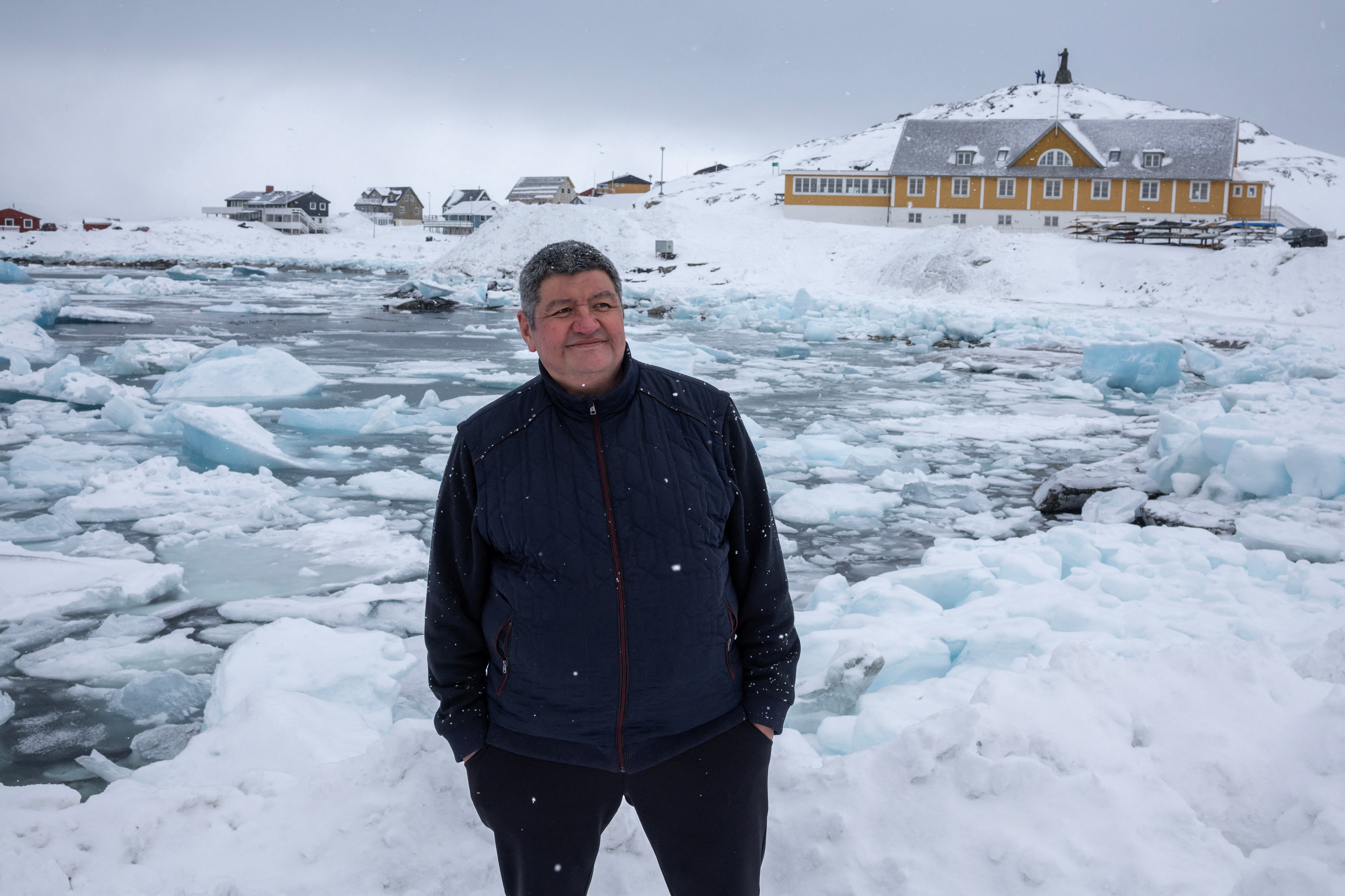 Greenland's Demokraatit party candidate Hansen campaigns ahead of general election, in Nuuk