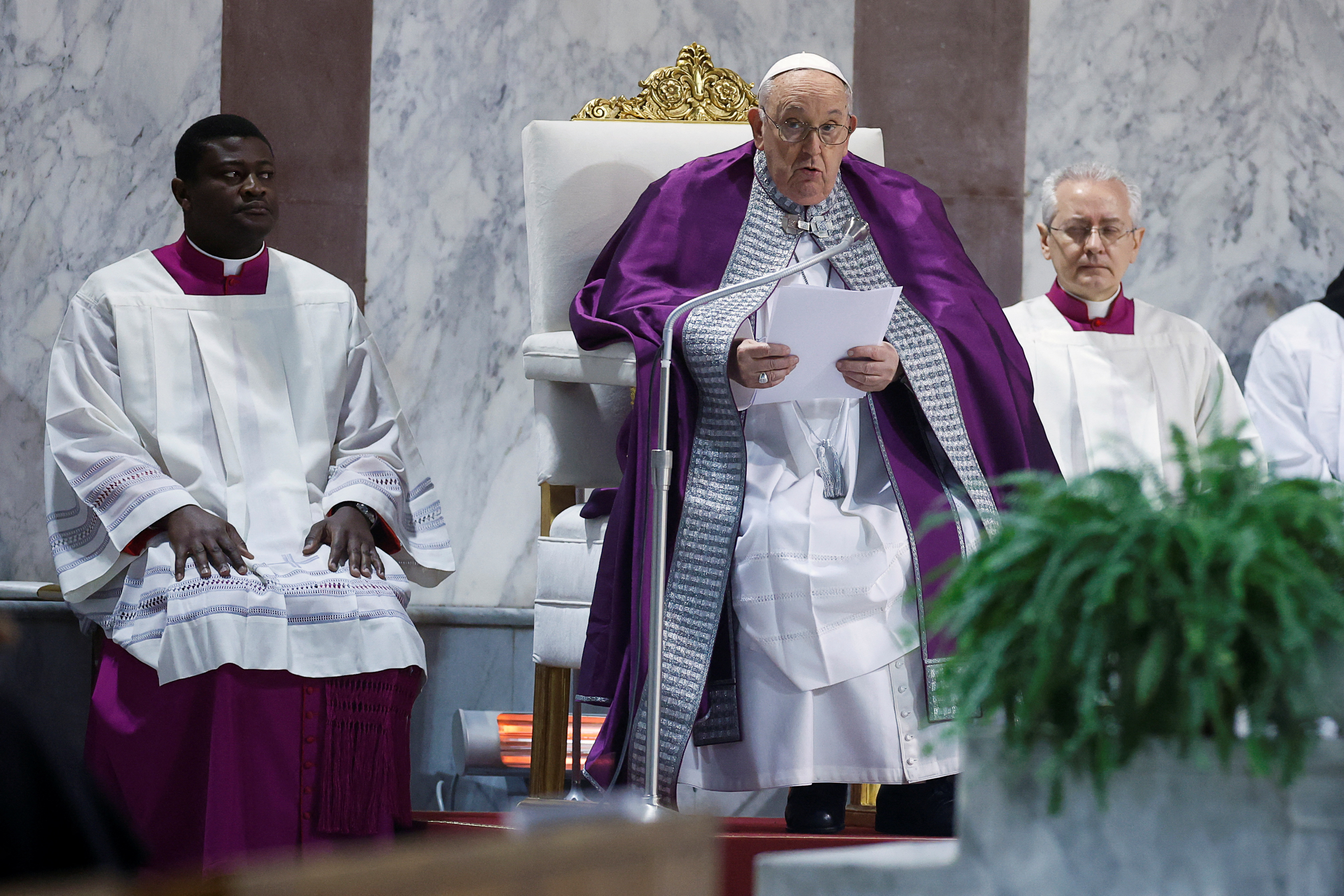 Pope Francis attends Ash Wednesday mass at the Santa Sabina Basilica in Rome