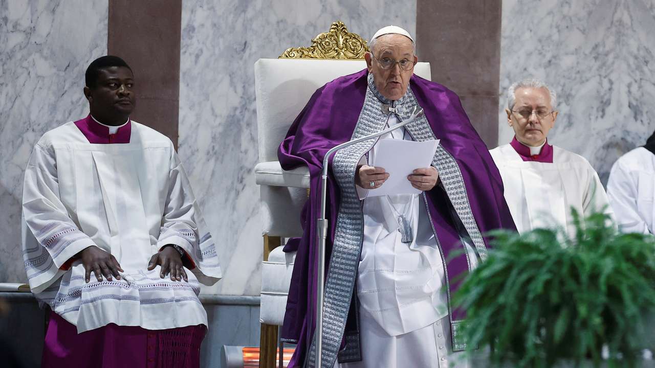 Pope Francis attends Ash Wednesday mass at the Santa Sabina Basilica in Rome