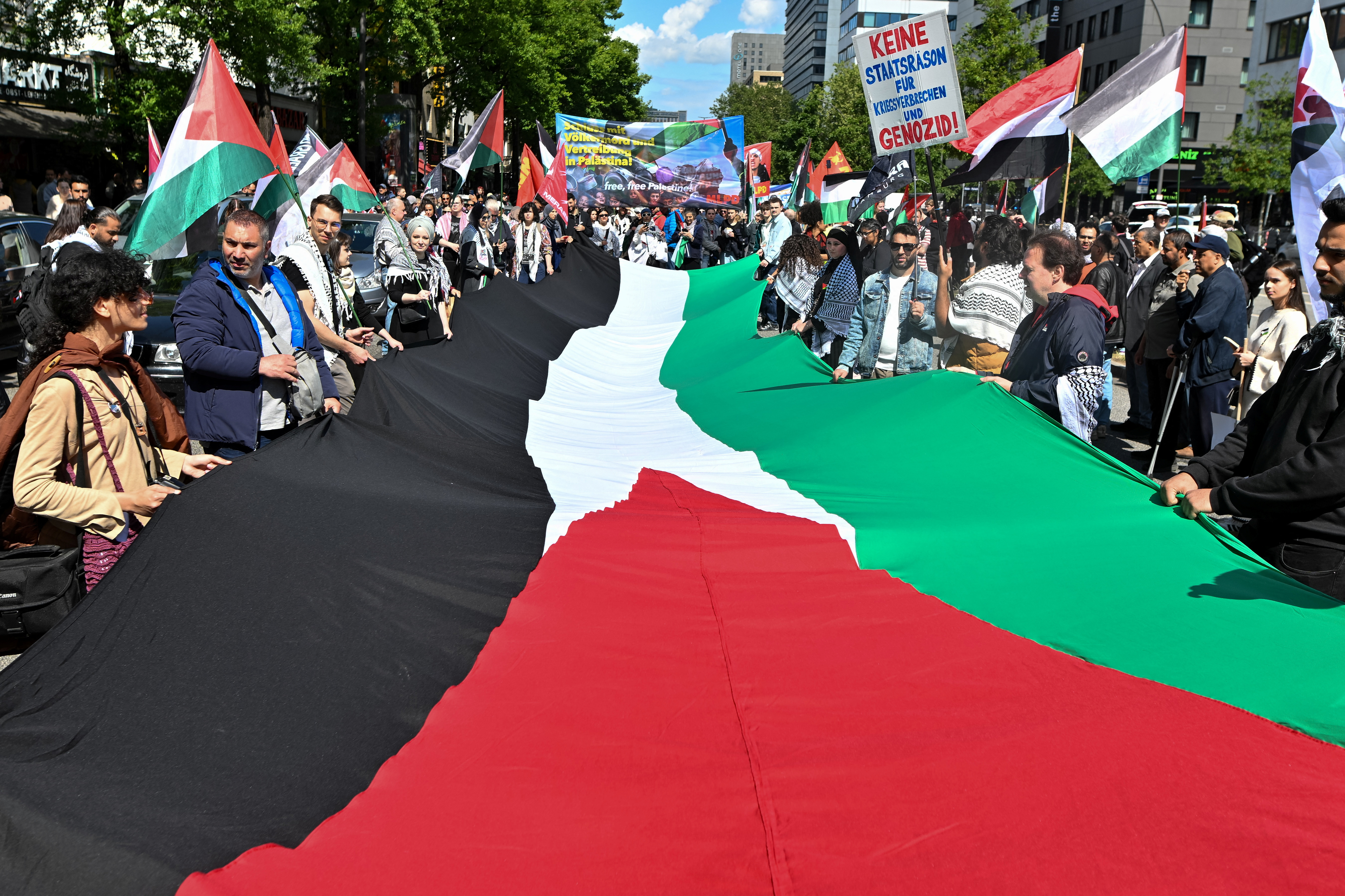Pro-Palestinian protest to mark the 77th anniversary of the "Nakba", in Hamburg