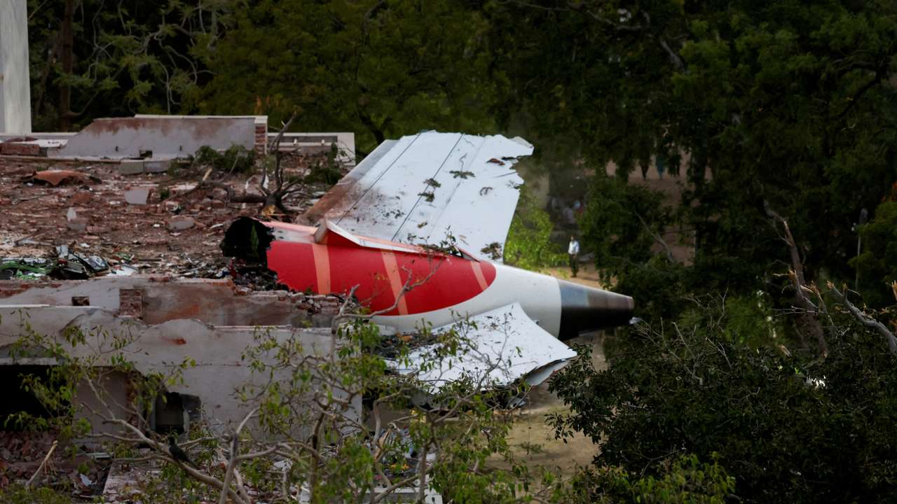 FILE PHOTO: Tail of the Air India plane that crashed in Ahmedabad, India