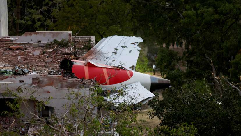 FILE PHOTO: Tail of the Air India plane that crashed in Ahmedabad, India