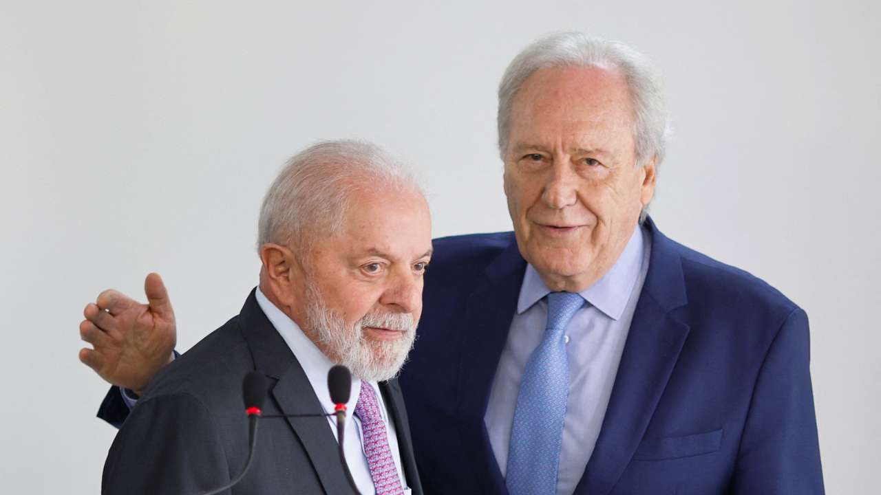 Brazil's President Luiz Inacio Lula da Silva attends a press conference after the announcement of Ricardo Lewandowski as the new Brazil's Minister of Justice at the Planalto Palace in Brasilia