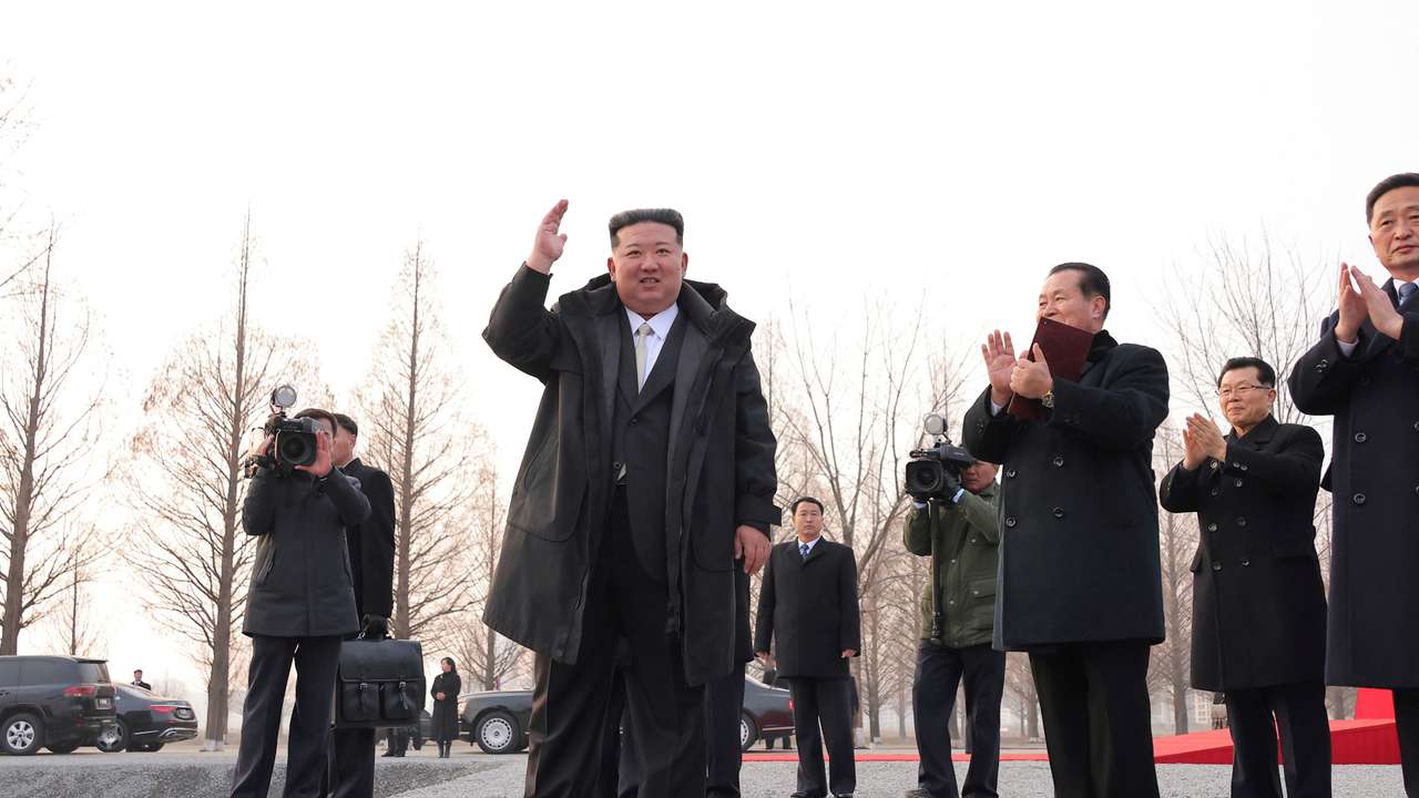 North Korean leader Kim Jong Un attends the groundbreaking ceremony for building flats, in Pyongyang