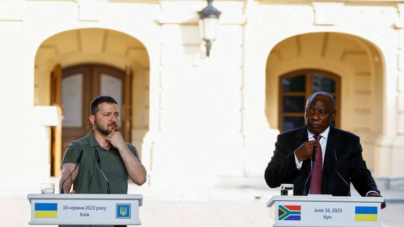 FILE PHOTO: South African President Ramaphosa, Senegal's President Sall, Zambia's President Hichilema, President of the Union of Comoros Assoumani and Egypt's Prime Minister Madbuly visit Ukraine