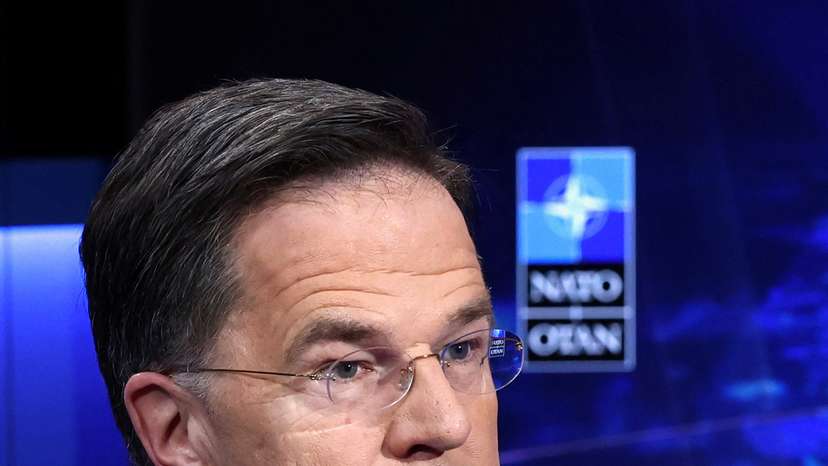NATO Secretary General Mark Rutte reacts during a one-on-one interview with Reuters on the Iran crisis and Ukraine war in Brussels