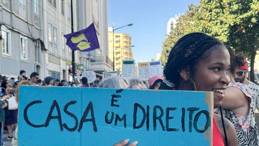 FILE PHOTO: People protest against increasing rents and house prices, in Lisbon
