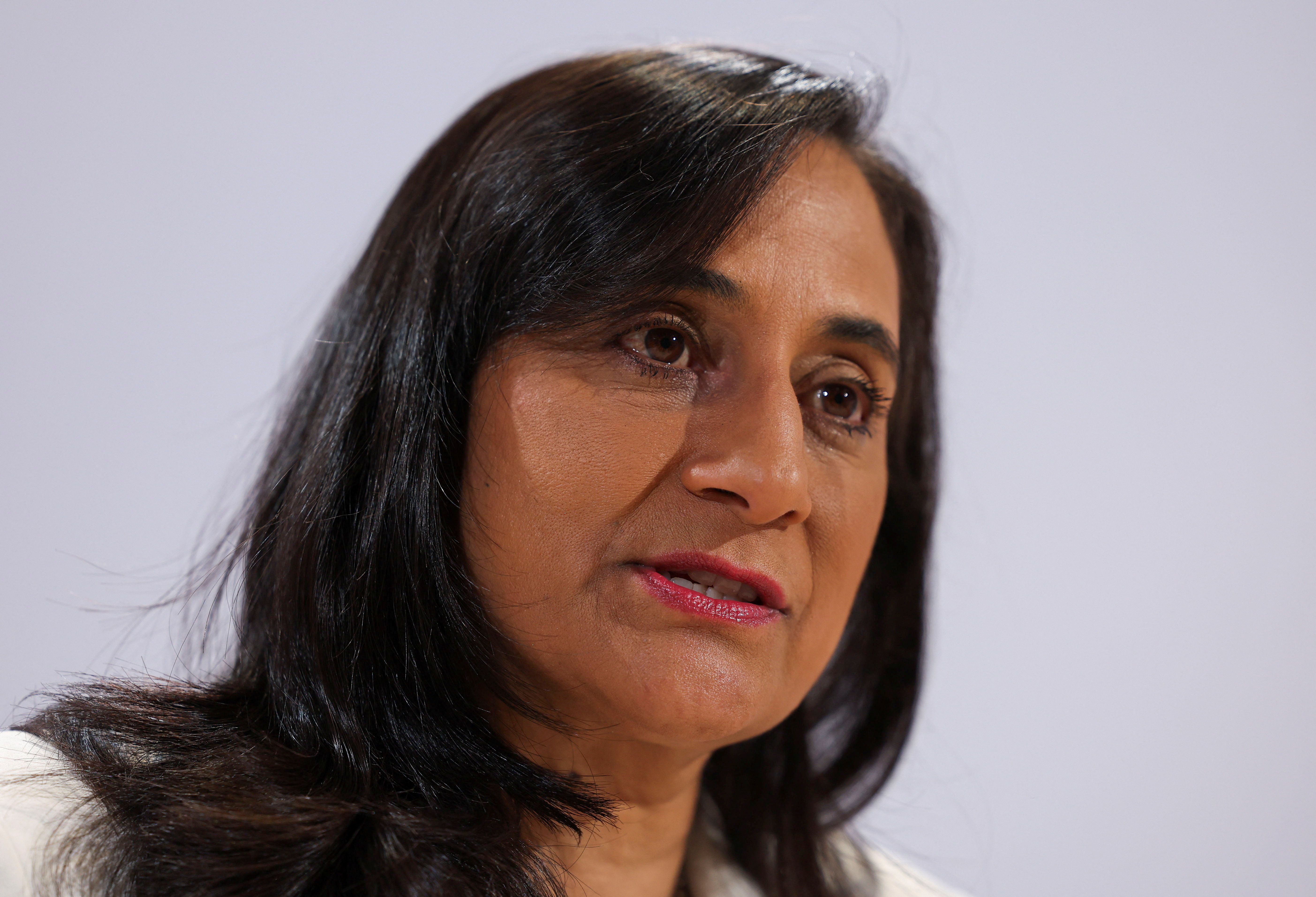 Canadian Foreign Minister Anita Anand speaks during an interview at Kuala Lumpur