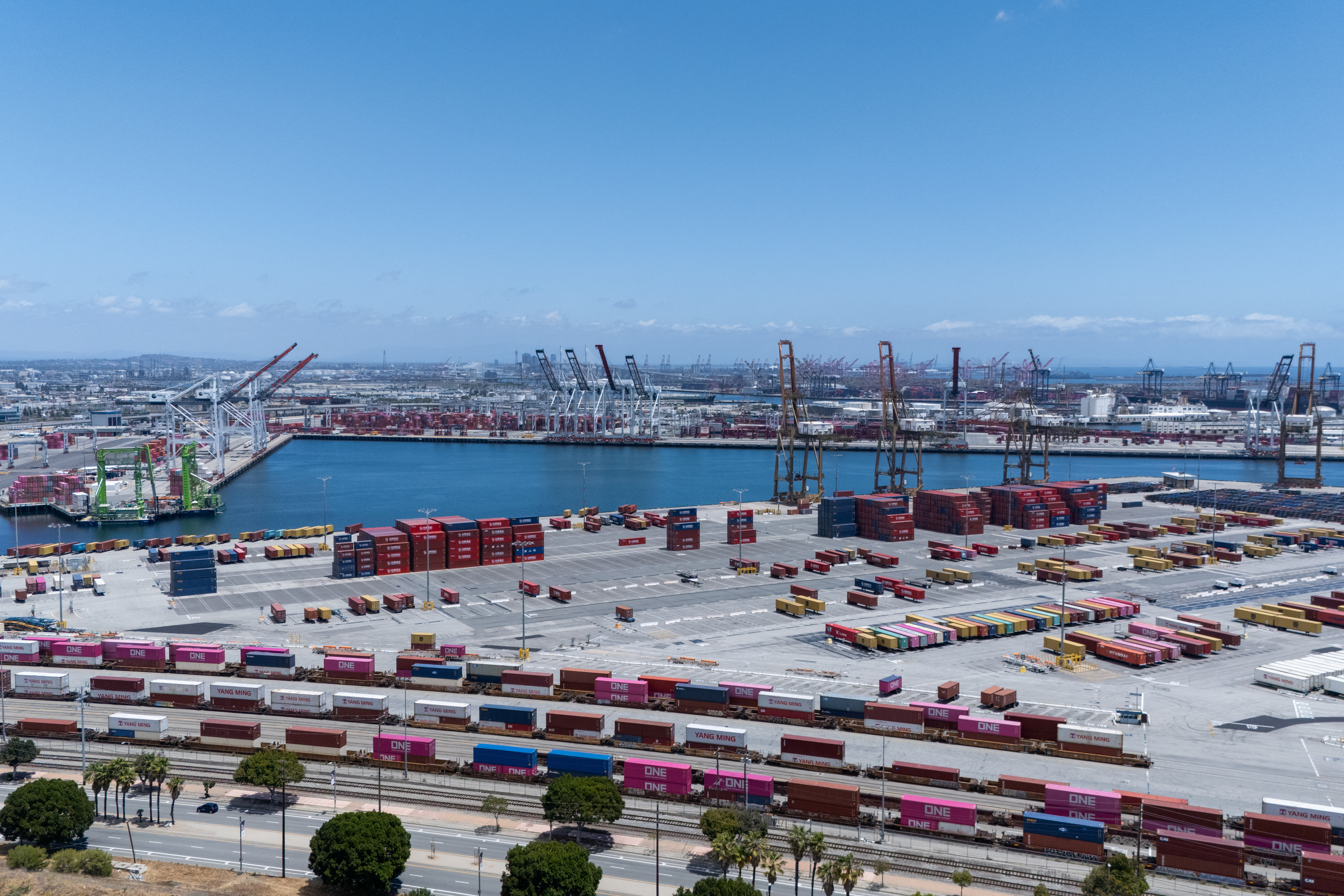 A lack of container ships at the Port of Los Angeles