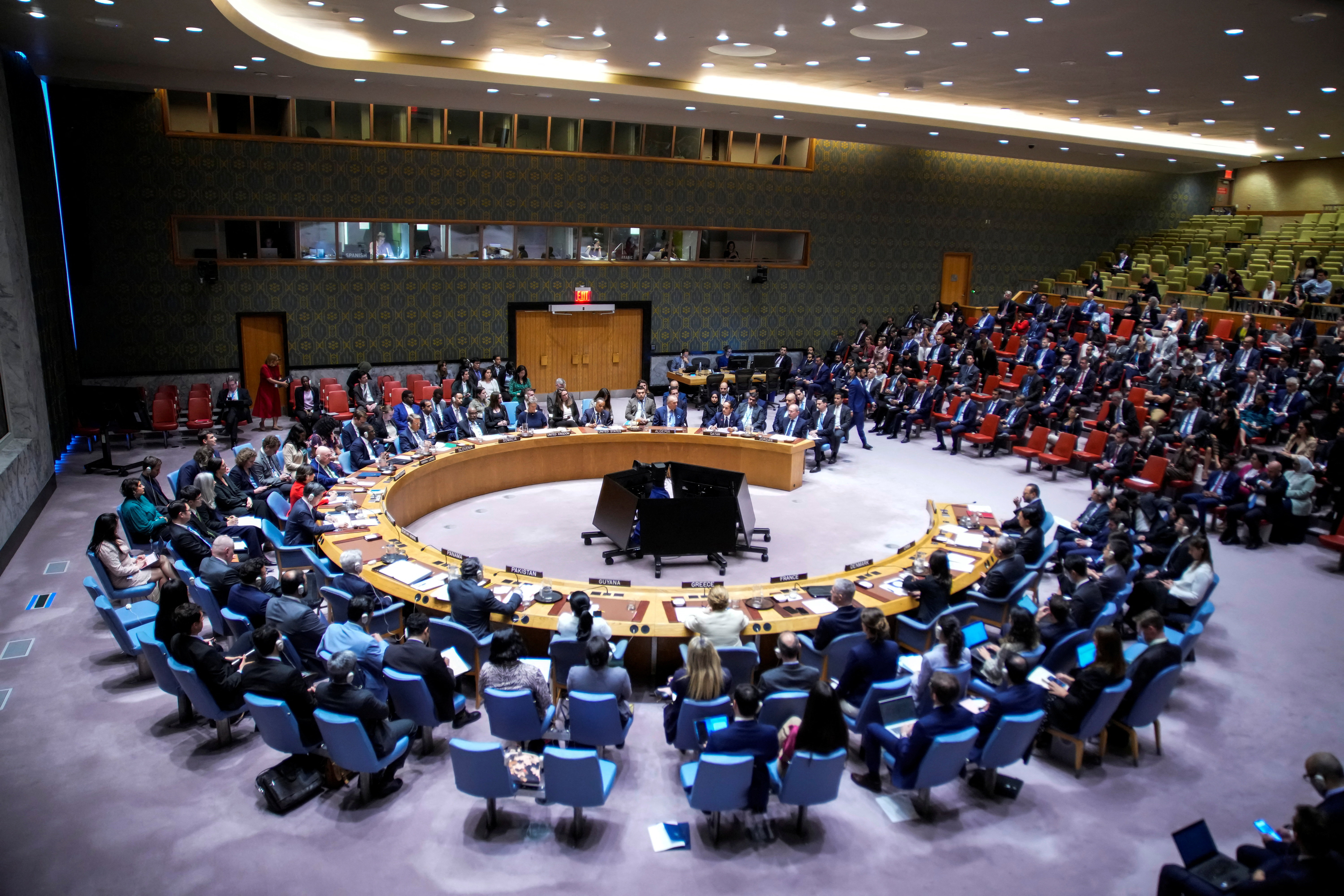 Emergency meeting of the United Nations Security Council at U.N. headquarters in New York